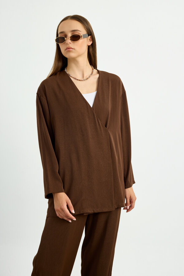 Kahverengi Kimono Takım - Görsel 5