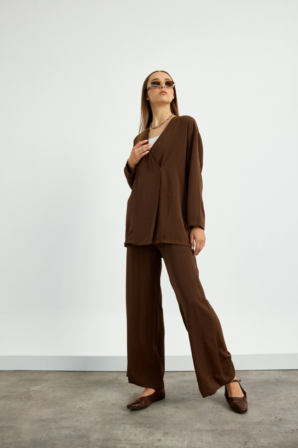 Kahverengi Kimono Takım - Görsel 4