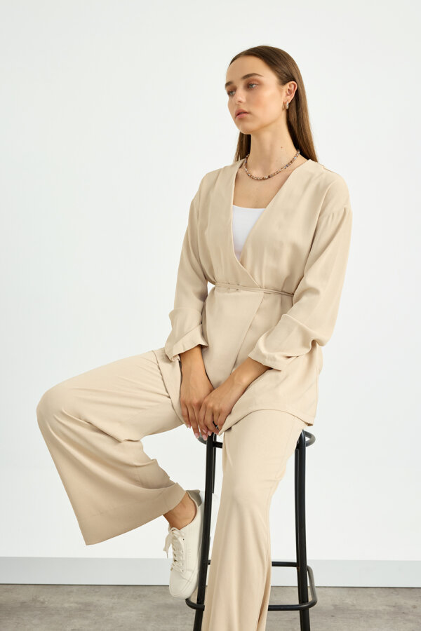 Bej Kimono Takım - Görsel 7